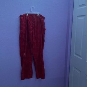 Red pants with blue hearts